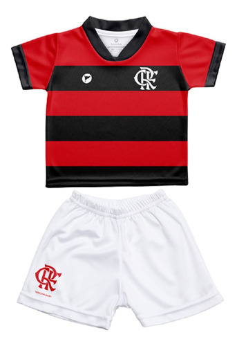 Kit Camisa Flamengo Bebê Com Shorts Uniforme 1 Torcida Baby