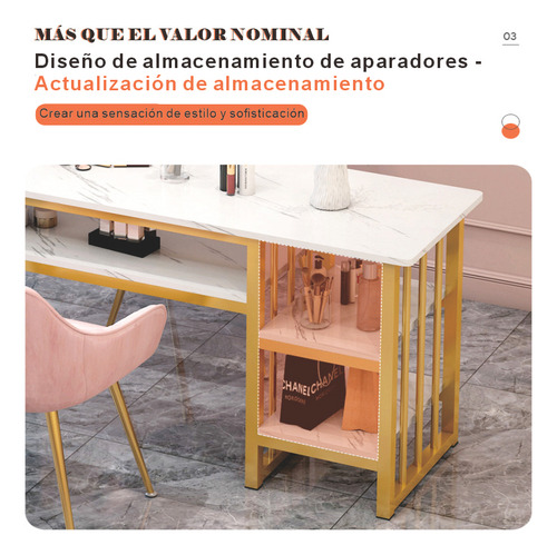 100cm Mesa Para Manicura Texturizada Marmol Con Un Cajón Y Tres Compartimentos Estilo Simple