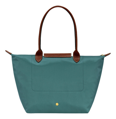 Bolsa Longchamp Le Pliage Verde Eucalipto Grande Verde Lisa Ouro Marrom