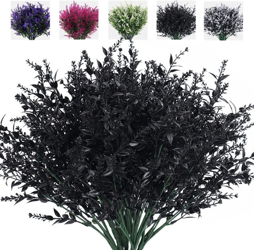 8  Flores Artificiales P/ Decorar Resistentes Uv- Negro 