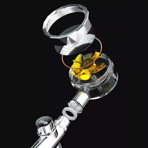Cabezal 360° Duchador De Mano Turbo Baño Cromado Presión Plateado Cromado