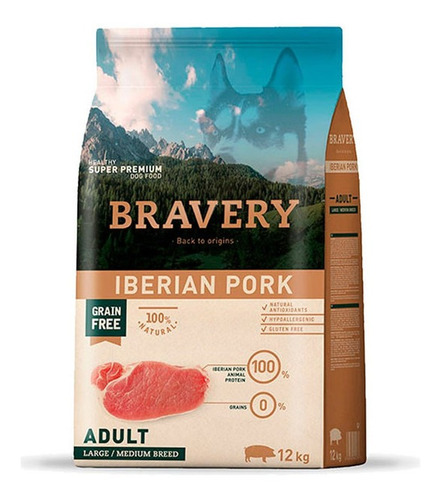 Alimento Perros Grandes Adulto Bravery Cerdo Ibérico 12kg