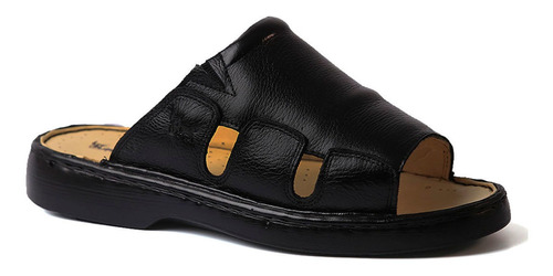 Chinelo Masculino 322 Em Couro Floater Preto Doctor Shoes Do