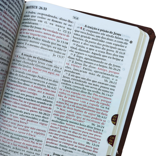 Biblia King James 1611 Com Pilcrows, Referencias, Profecias Messianicas E Palavras Em Vermelho - Capa Luxo Caramelo Com Indice