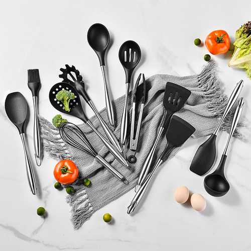 Juego 9pzas Gris 12pzas Utensilios De Cocina Silicona