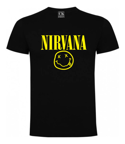 Polera Negra Estampada  Nirvana Clasico