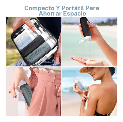 17 Botellas De Kit De Viaje Portátiles Contenedores Silicona