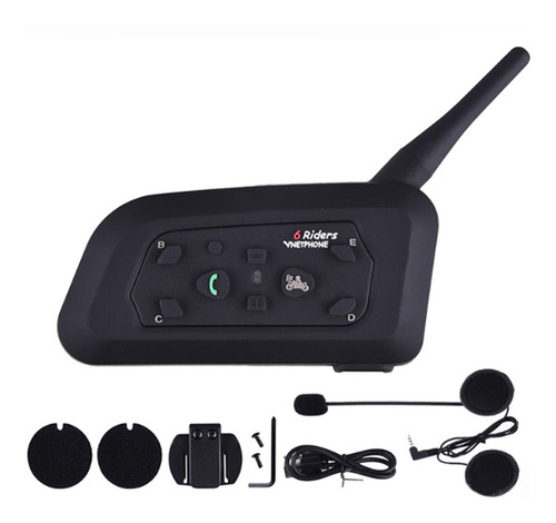 Imagen 3 de 5 de Intercomunicador Casco Moto Bluetooth Manos V6 Riders 1200mt