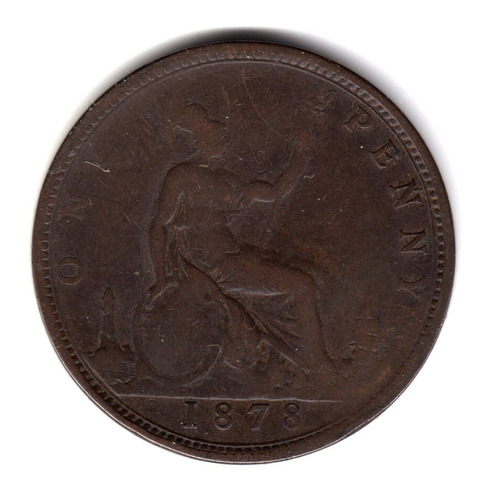 Moneda Inglaterra Gran Bretaña 1 Penny 1878 Km#755 Hermosa!!