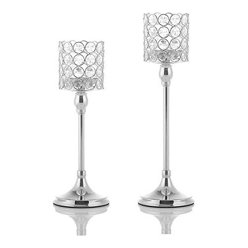 Set De 2 Porta Velas De Cristal - Decoración Para Mesa