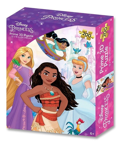 Imagen 1 de 6 de Puzzle Rompecabeza Disney Princesas Prime 3d 200 Piezas
