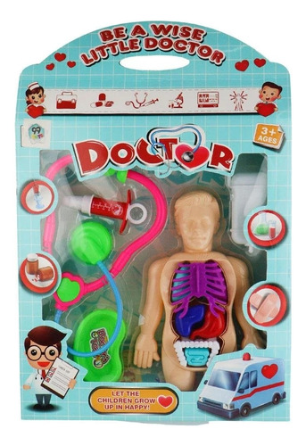 Kit Médico Infantil 14 Peças Corpo Humano Brinquedo Doutor