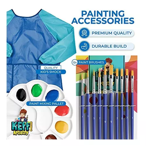 KEFF Juego de pintura para niños, juego de pintura acrílica para niños, kit  de suministros de arte con lienzo, pinturas no tóxicas, caballete de