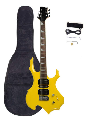 Correa Para Guitarra Electrica Forma Llama Color Amarillo