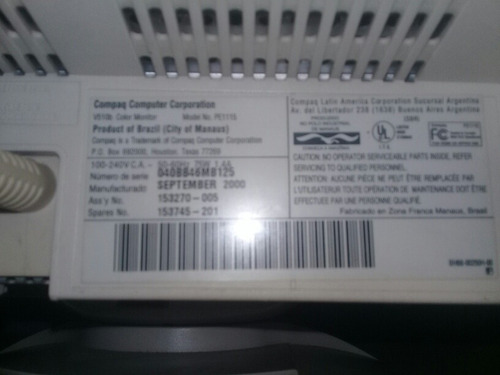 Monitor Compaq V510b 14