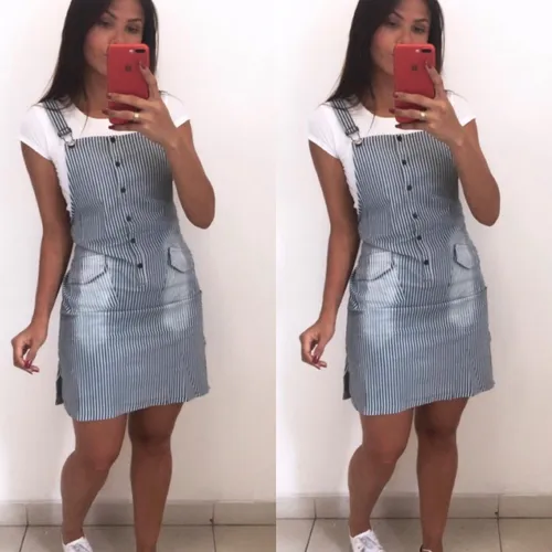 Vestido hotsell jardineira listrado