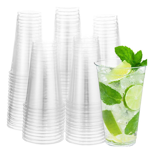 Yaomiao 100 Vasos Fríos Transparentes Compostables, Ecológic