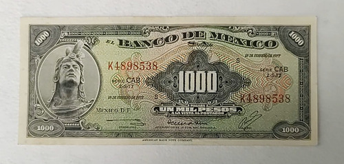 Billete De Mexico 1000 Pesos Cuautemoc Muy Buena Condición