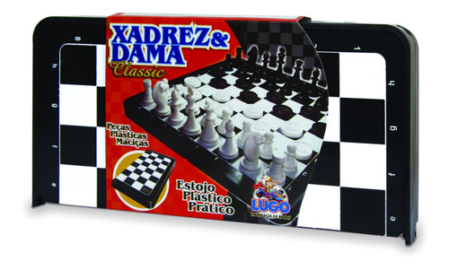 Jogo De Tabuleiro De Xadrez E Damas - Lugo Brinquedos