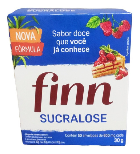 Adoçante Finn Pó Sucralose Com 50 Envelopes 30g