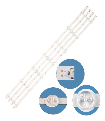 4 Tiras Con 7 Leds Compatible Para El Modelo  Tc-l32sv6x
