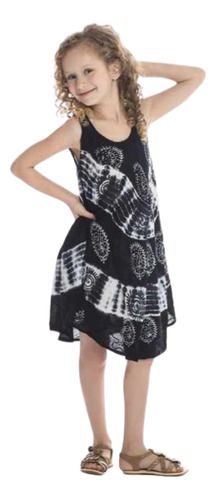 Vestido Niña Batik Tie Dye Hindu Bordado Artesanal Talle 10