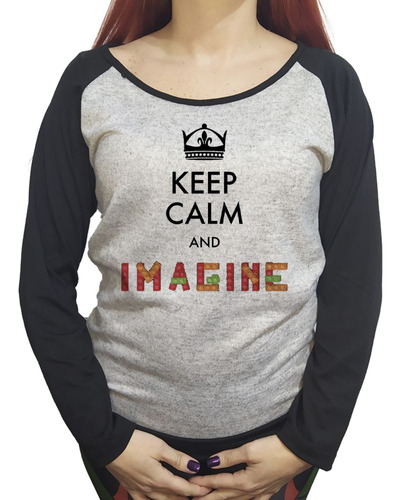 Buzo Lanilla Mujer  Frase Keep Calm And Imagine Mantenga La