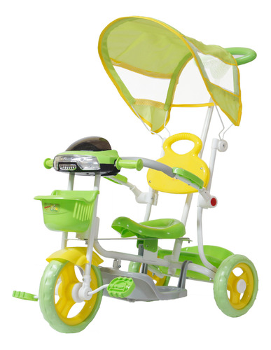 Triciclo Motoca Infantil Passeio Empurrador Som Verde Pedal