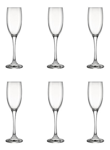 Set de copas de champán Barone, 190 ml, juego de 6 unidades, color transparente