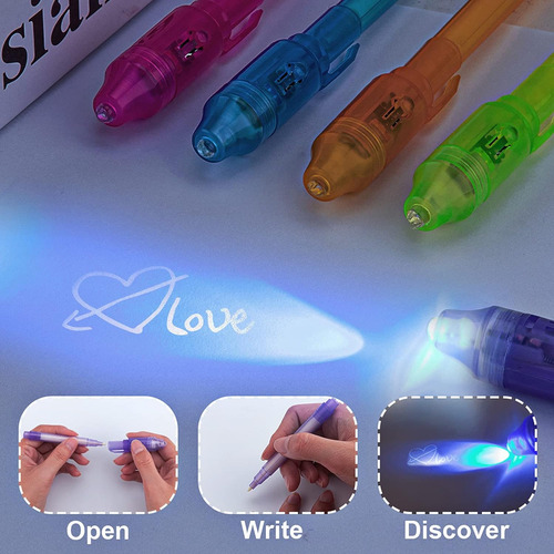 Bolígrafo De Tinta Invisible Niños,con Luz Uv 5 Pack