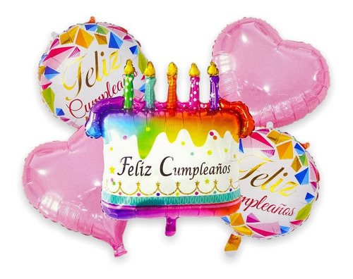 Set 5 Globos Metálicos Para Cumpleaños - Torta 7373