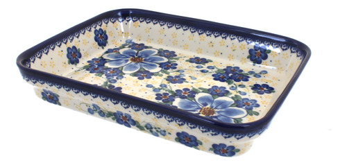 Baker Rectangular Mediano Diseño Margarita Rosa Azul