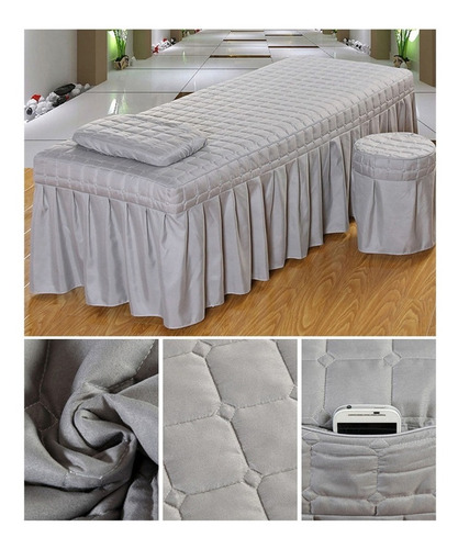 Spa Mesa De Masaje Juego De Lino Cama Falda Funda De