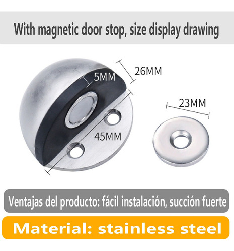 Juego De 6 Topes Magnéticos De Acero Inoxidable Para Puertas