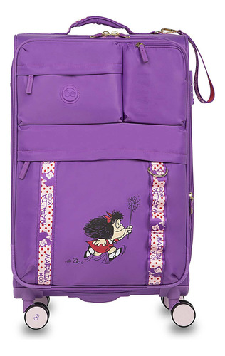 Maleta Mediana Para Mujer 24  Textil Mafalda X Oe Color Violeta