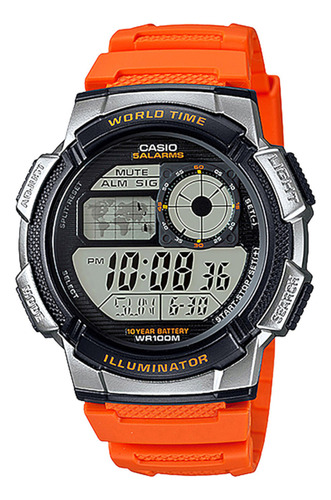 Reloj Casio Ae-1000w-4bvcf World Time Illuminator-naranja