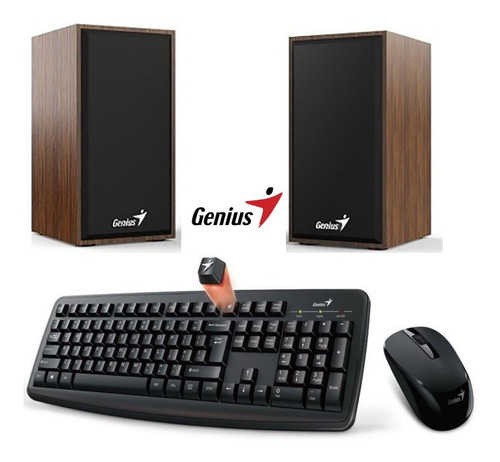 Imagen 2 de 10 de Combo Teclado Y Mouse Inalambricos + Parlantes Graves Genius