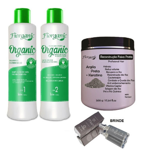 Imagem 1 de 3 de Máscara Reconstrutora Faixa Preta 500g + Kit Escova + Brinde