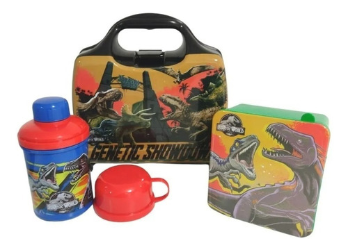 Set Lunchera Jurassic Park: Lunchera+cantimplora+sandwichera Color Varios Jurassic Park