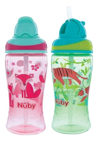 Nuby Thirsty Kids - Paquete De 2 Tazas De Refuerzo Impresas