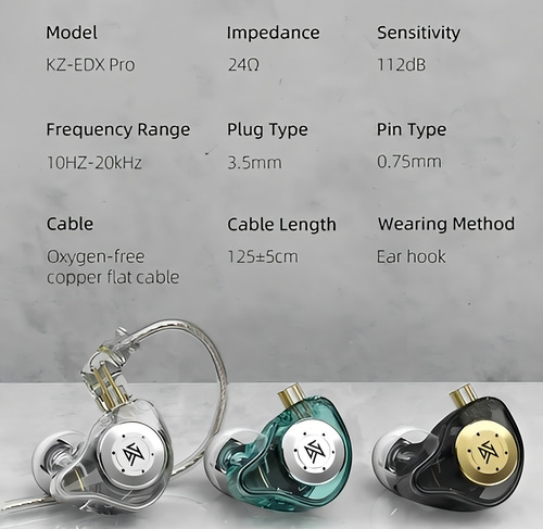 Auriculares intraurales Kz Edx Pro Gamer Musical Return