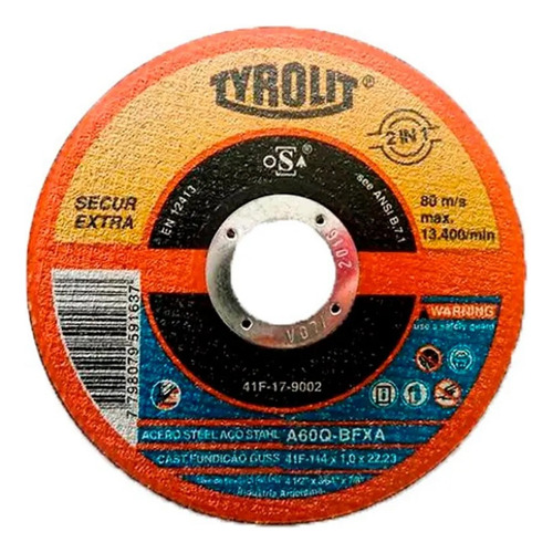 Disco de corte Secur Tyrolit 4.1/2, 25 piezas