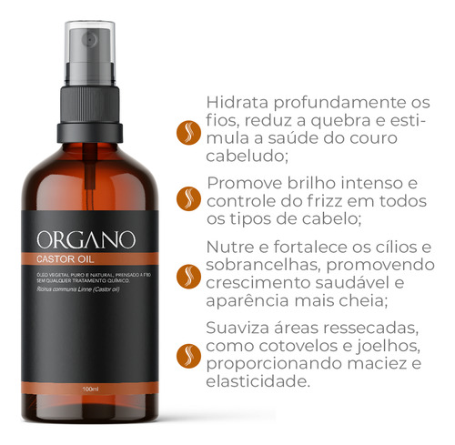 Kit Terapia Capilar ORGANO Premium - Ojon, Castor Oil, Alecrim - 100ml Cada Frasco