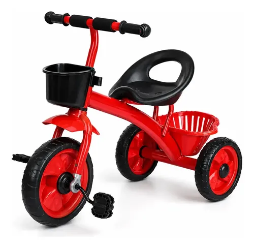 Triciclo Motoquinha Duas Cesta Vermelho Velocipede Infantil