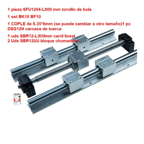 Kit De Tornillo De Bola Sfu 1204 Y Guias Sbr12 800mm