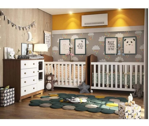 Quarto Gêmeos Com 2 Berços Americano 1 Cômoda Com 4 Id