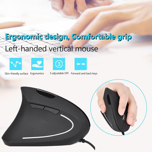 Mouse Con Cable Usb Vertical Ergonómico, Mouse Óptico De Man