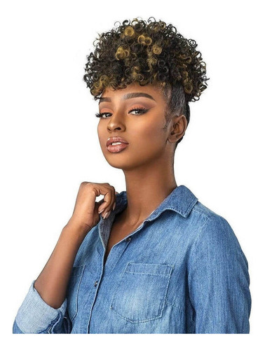 2024 Afro Puff Fibra Sintética Cabello Rizado Cola 15cm