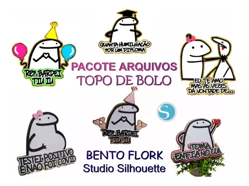 Topo de Bolo Meme Bento Flork e Saia de Bolo para Imprimir