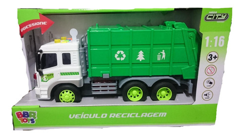 Caminhão De Lixo Reciclagem Realista Com Som E Luz Bbr Toys
